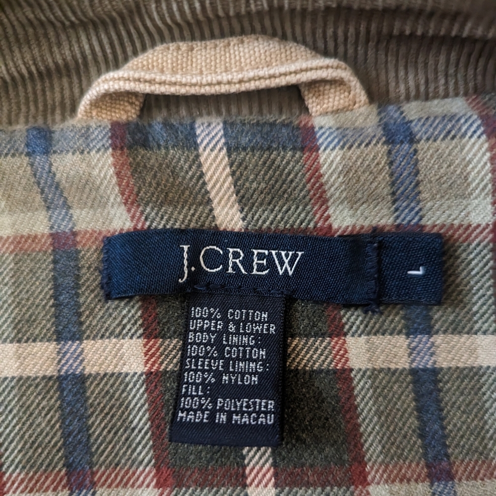 VTG J.Crew Heavy Duty Flannel Lined Tan Chore Barn Utility Coat Men's Large - Picture 6 of 13